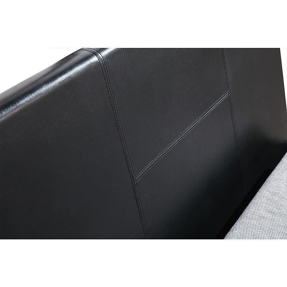 King Single PU Leather Bed Frame Black - Newstart Furniture