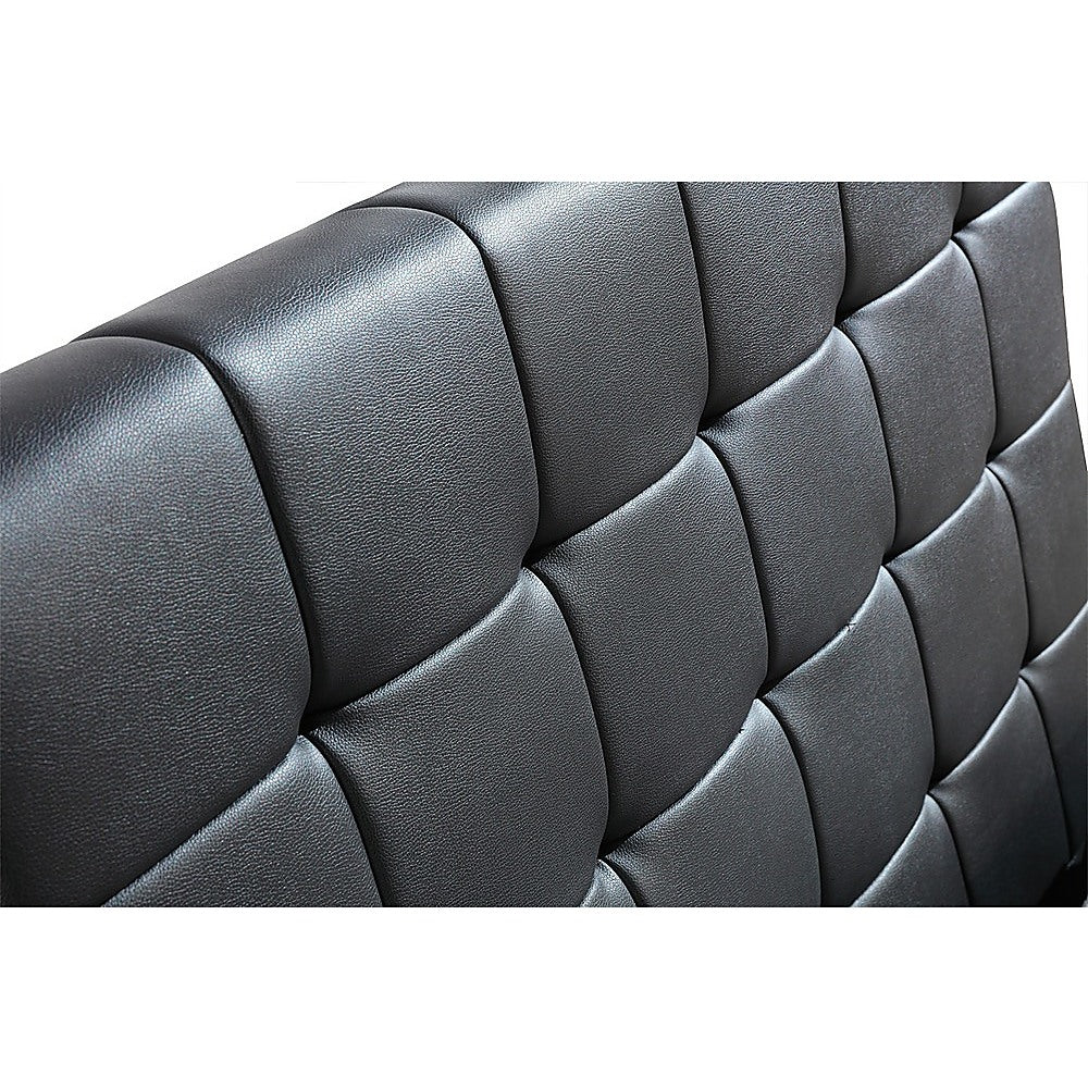 King Single PU Leather Deluxe Bed Frame Black - Newstart Furniture