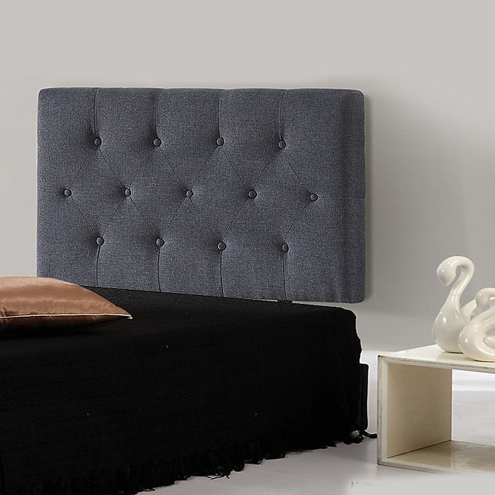 Linen Fabric Single Bed Deluxe Headboard Bedhead - Grey - Newstart Furniture