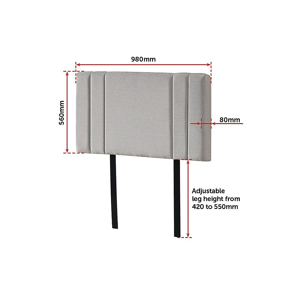 Linen Fabric Single Bed Deluxe Headboard Bedhead - Beige - Newstart Furniture