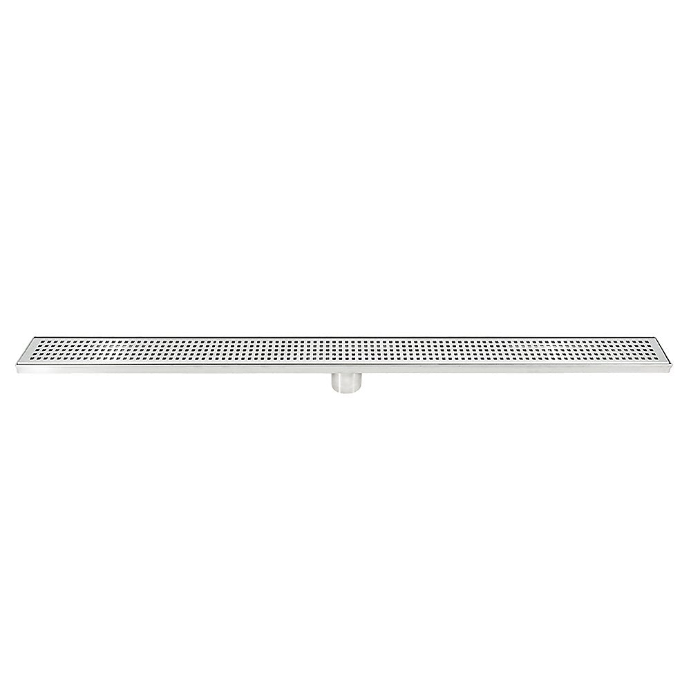 1000mm Bathroom Shower Stainless Steel Grate Drain w/Centre outlet Floor Waste Square Pattern - Newstart Furniture