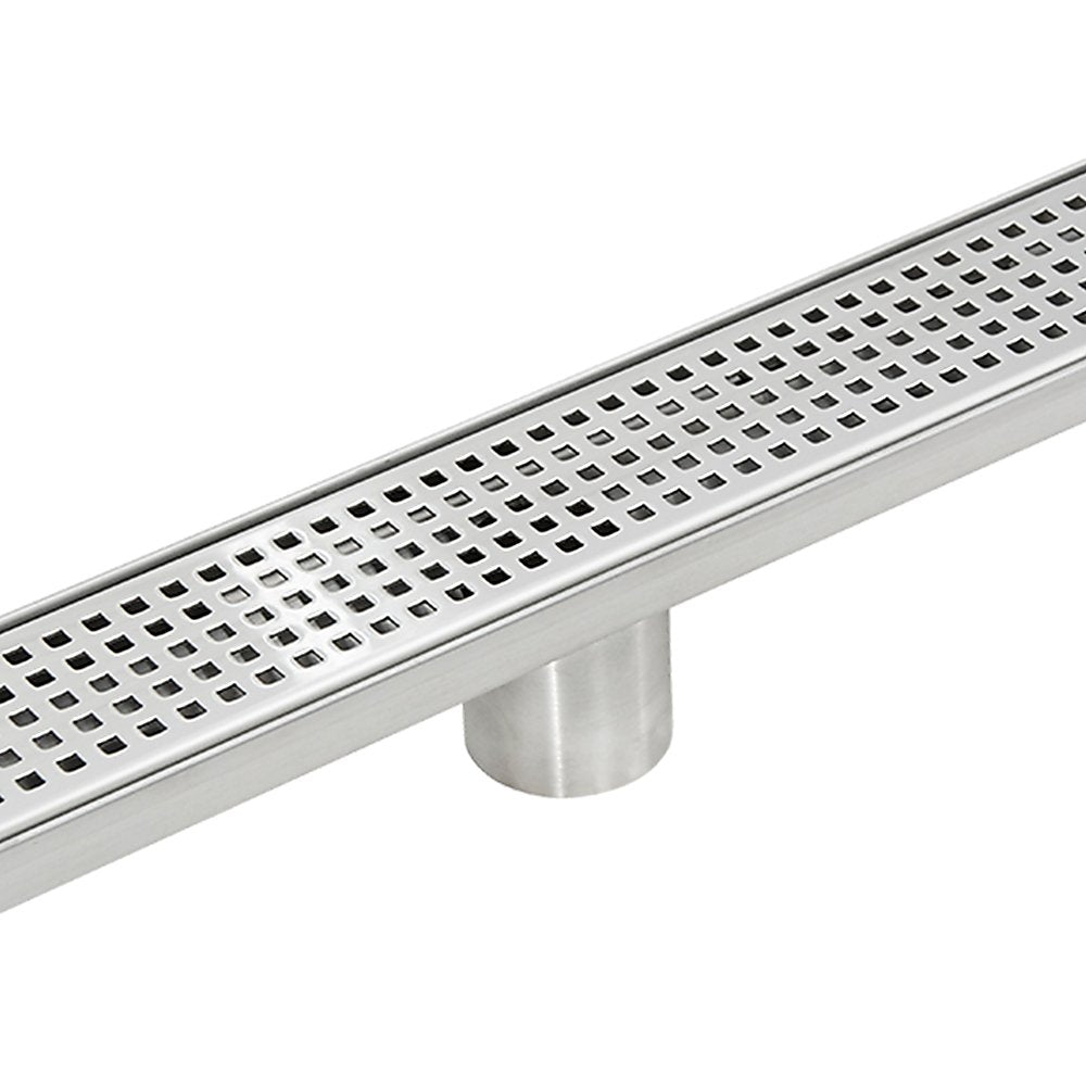 1000mm Bathroom Shower Stainless Steel Grate Drain w/Centre outlet Floor Waste Square Pattern - Newstart Furniture