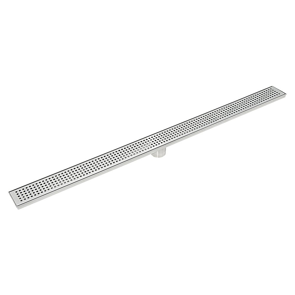 1000mm Bathroom Shower Stainless Steel Grate Drain w/Centre outlet Floor Waste Square Pattern - Newstart Furniture