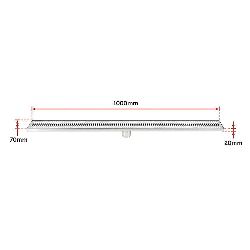 1000mm Bathroom Shower Stainless Steel Grate Drain w/Centre outlet Floor Waste Square Pattern - Newstart Furniture