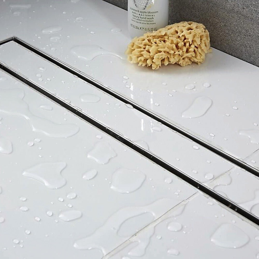 1200mm Tile Insert Bathroom Shower Stainless Steel Grate Drain w/Centre outlet Floor Waste - Newstart Furniture