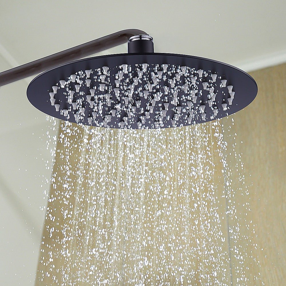 200mm Shower Head Round 304SS Electroplated Matte Black Finish - Newstart Furniture