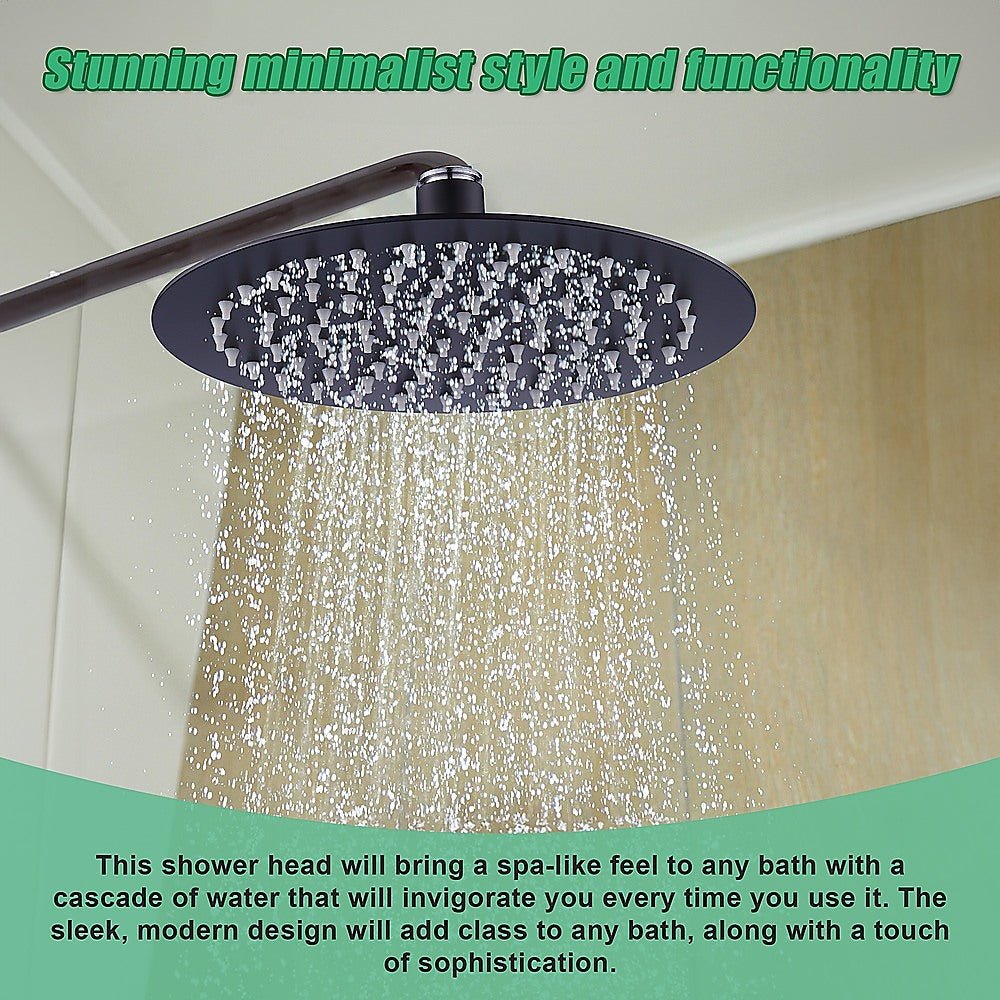 200mm Shower Head Round 304SS Electroplated Matte Black Finish - Newstart Furniture