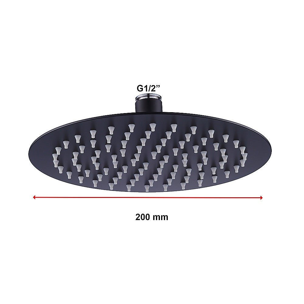 200mm Shower Head Round 304SS Electroplated Matte Black Finish - Newstart Furniture