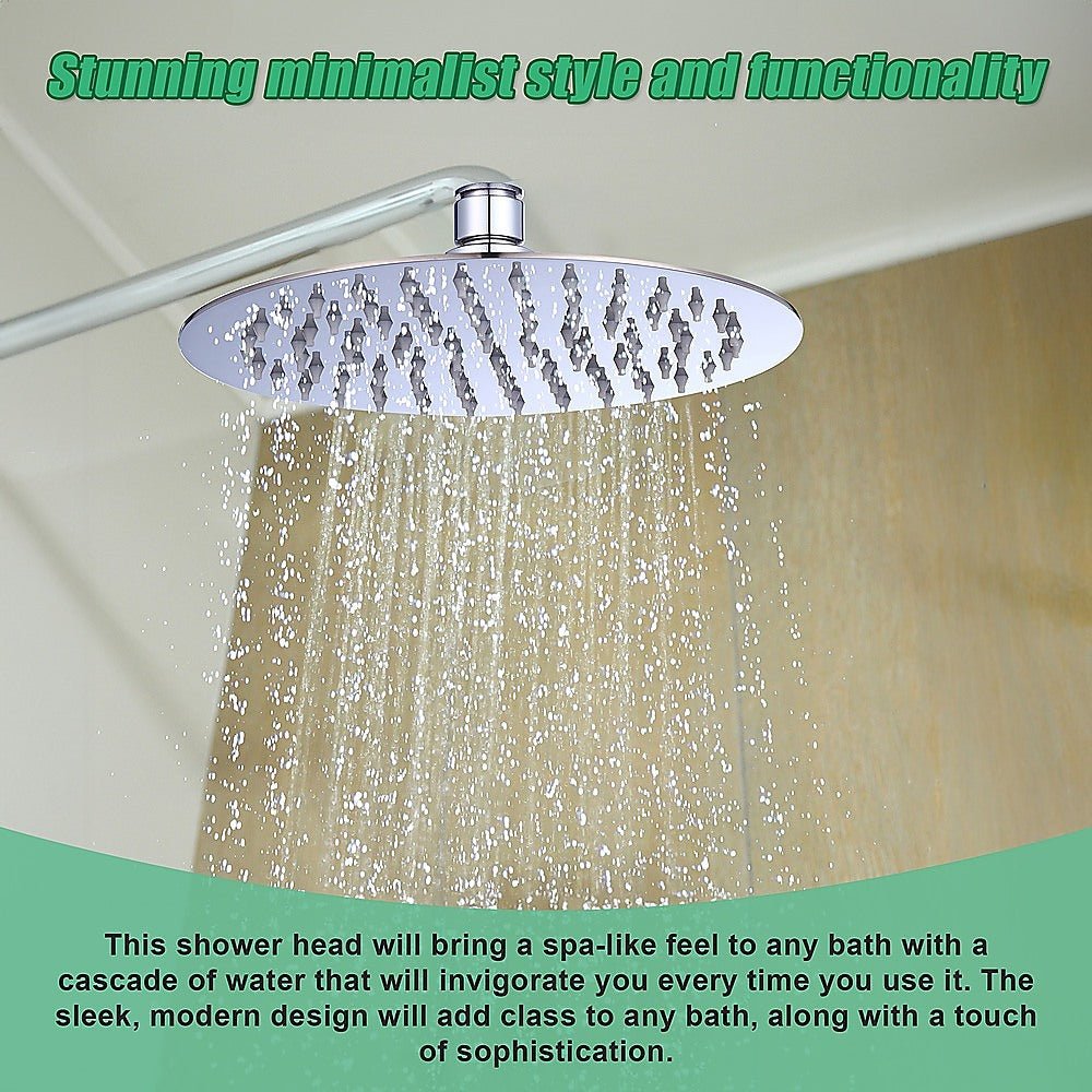 200mm Shower Head Round 304SS Polished Chrome Finish - Newstart Furniture