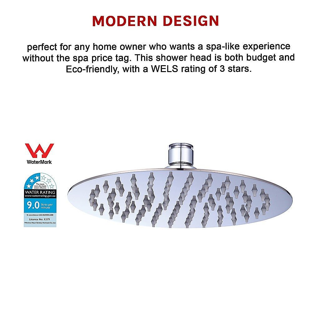 200mm Shower Head Round 304SS Polished Chrome Finish - Newstart Furniture