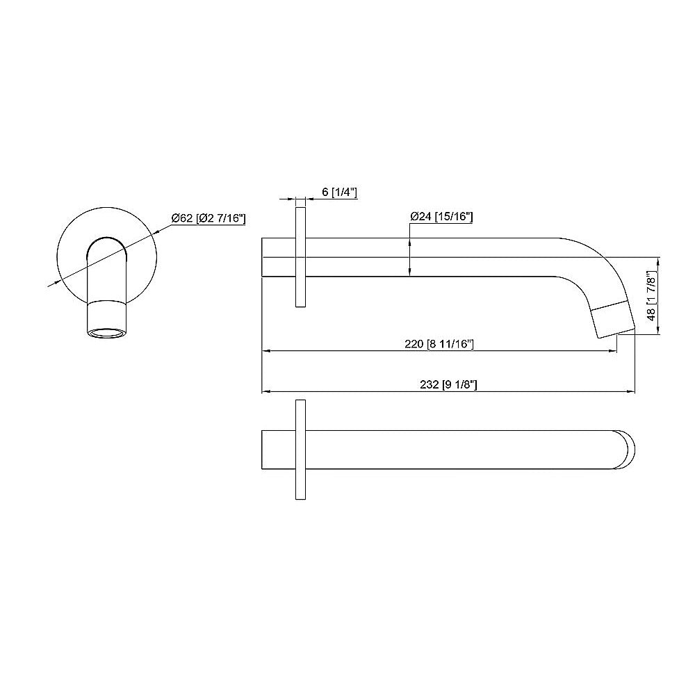 220mm Bath Spout in Polished Chrome Finish - Newstart Furniture