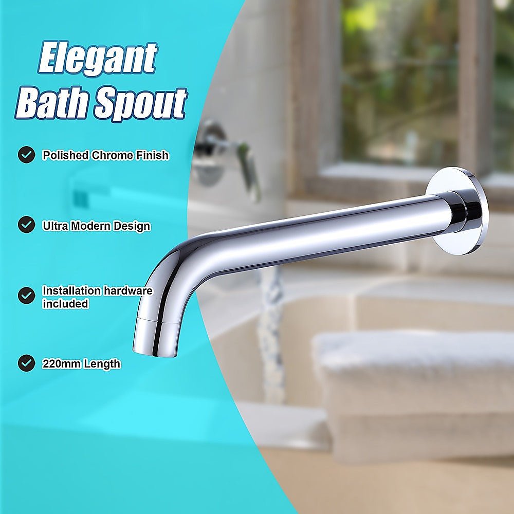 220mm Bath Spout in Polished Chrome Finish - Newstart Furniture