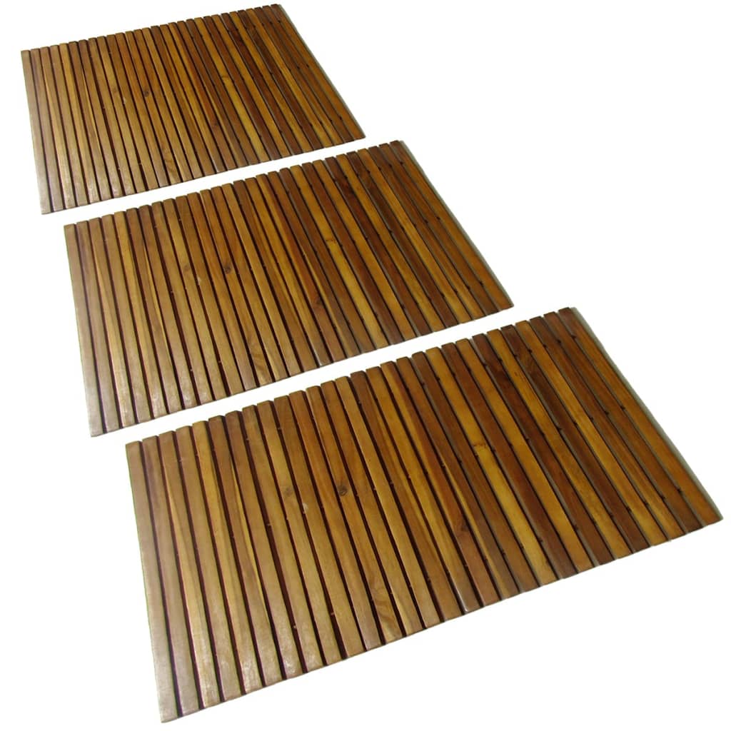 3 pcs Acacia Bath Mat 80 x 50 cm - Newstart Furniture