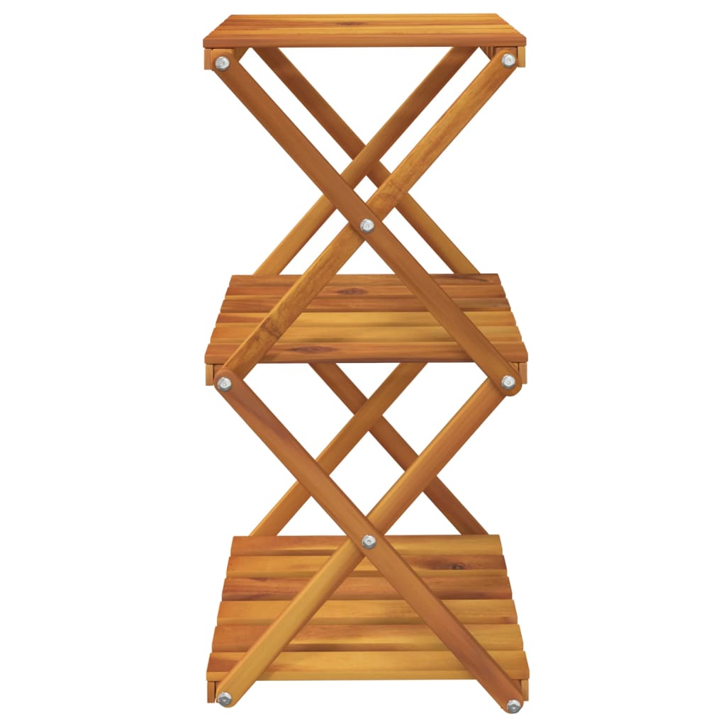 3-Tier Folding Shelf Brown 43x31x63 cm Solid Wood Acacia - Newstart Furniture