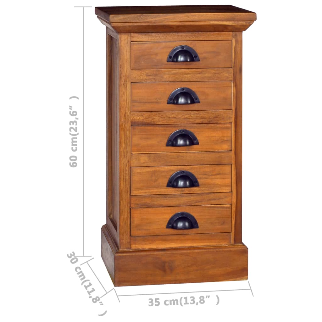 5-Drawer Cabinet 35x30x60 cm Solid Teak Wood - Newstart Furniture