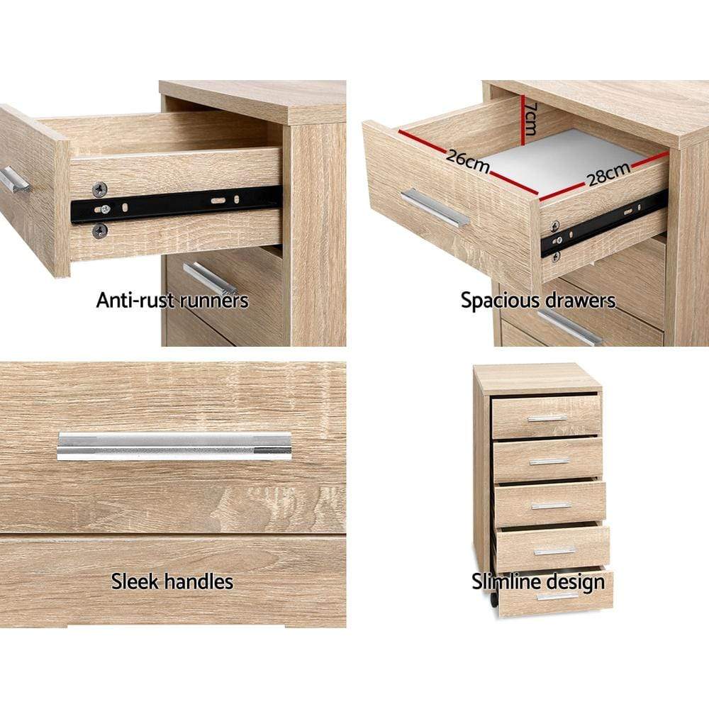 5-Drawer Wood Filing Cabinet for Extra Storage - Newstart Furniture