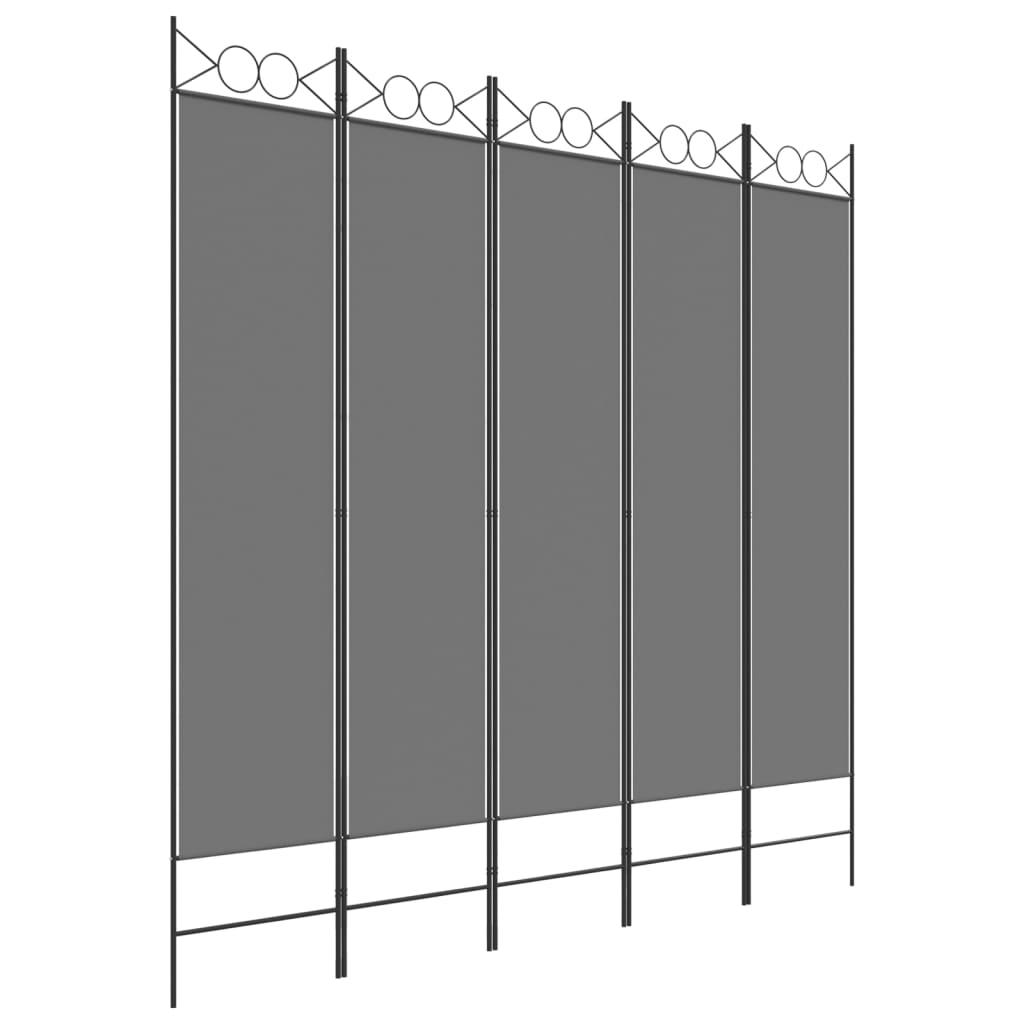 5-Panel Room Divider Anthracite 200x200 cm Fabric - Newstart Furniture