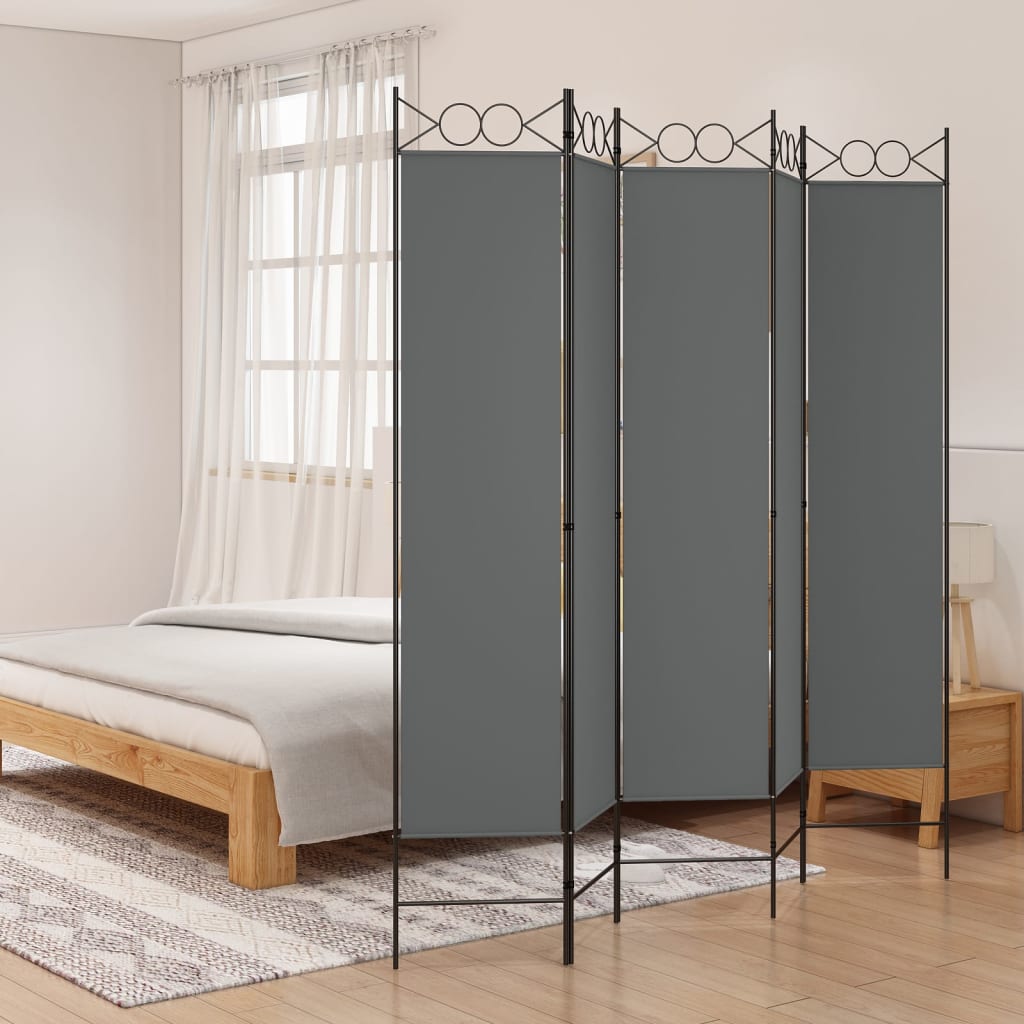 5-Panel Room Divider Anthracite 200x200 cm Fabric - Newstart Furniture