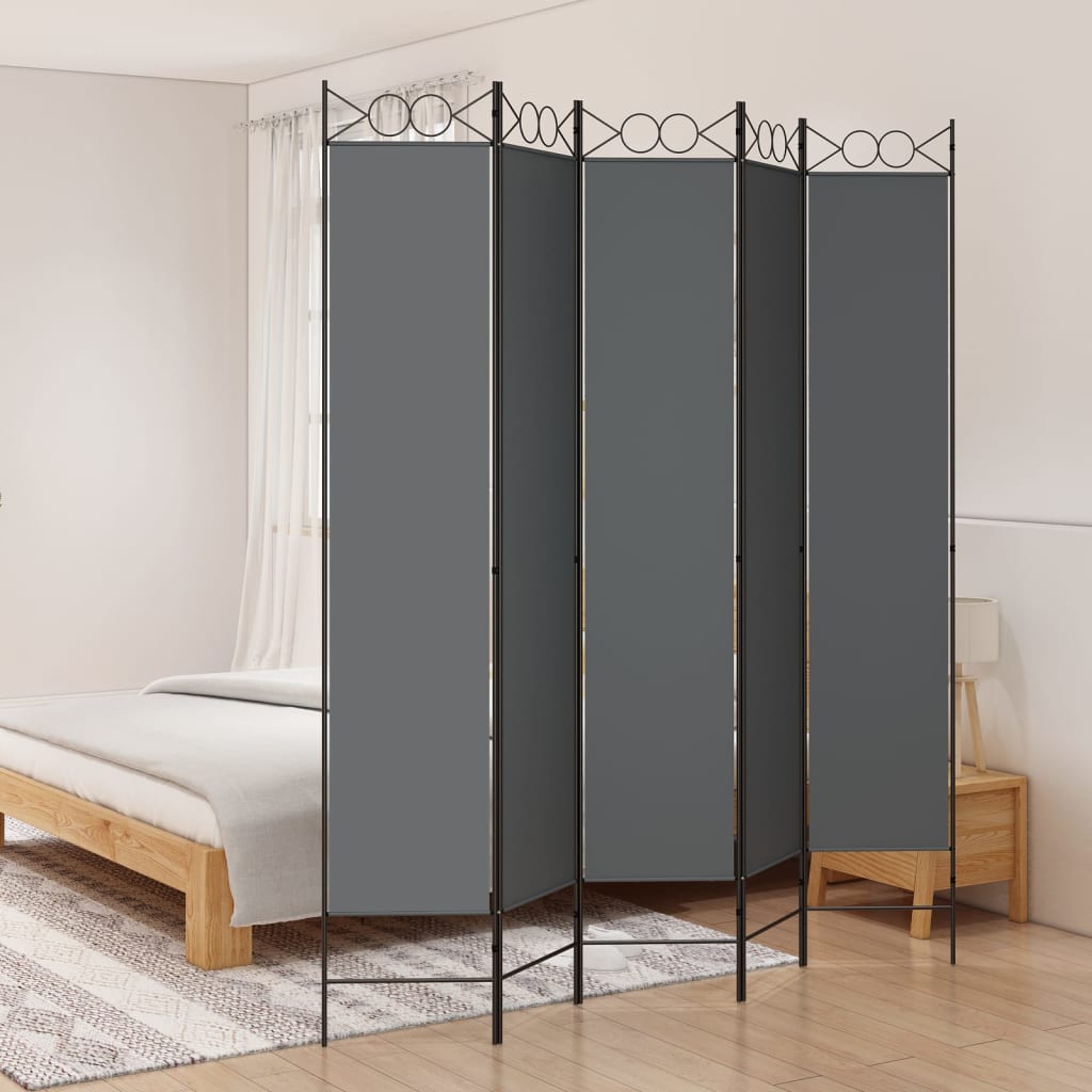 5-Panel Room Divider Anthracite 200x220 cm Fabric - Newstart Furniture