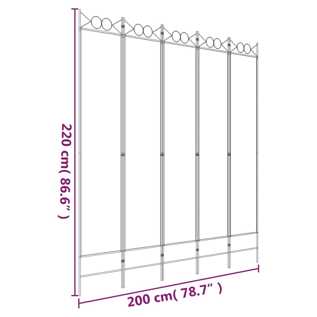 5-Panel Room Divider Anthracite 200x220 cm Fabric - Newstart Furniture