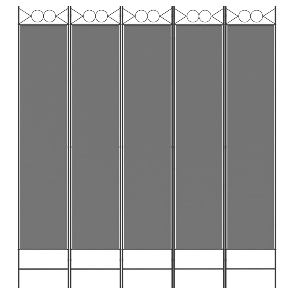 5-Panel Room Divider Anthracite 200x220 cm Fabric - Newstart Furniture