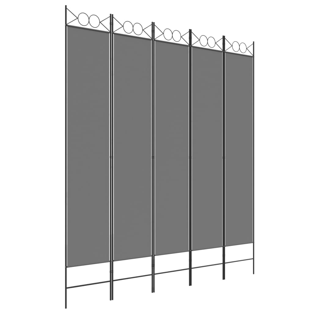 5-Panel Room Divider Anthracite 200x220 cm Fabric - Newstart Furniture