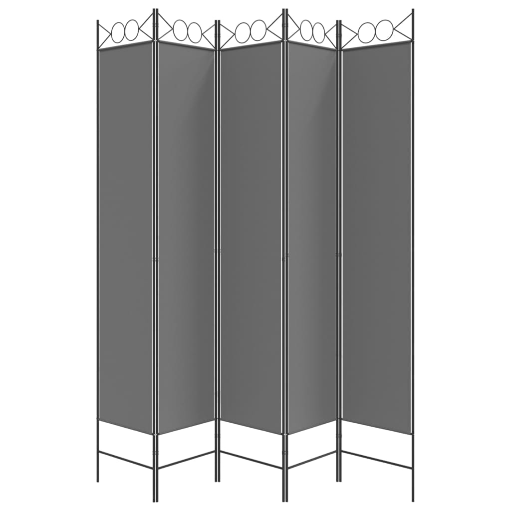 5-Panel Room Divider Anthracite 200x220 cm Fabric - Newstart Furniture