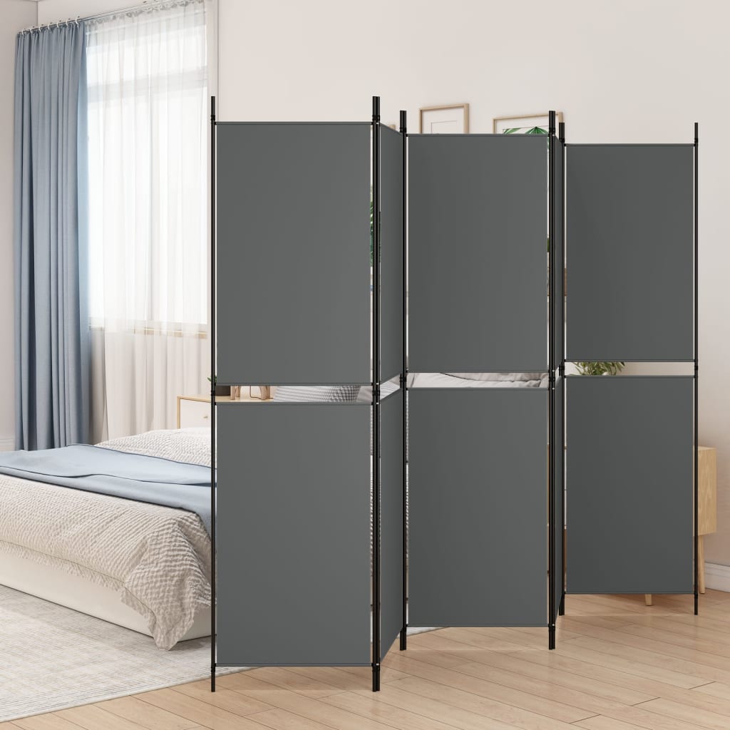 5-Panel Room Divider Anthracite 250x180 cm Fabric - Newstart Furniture