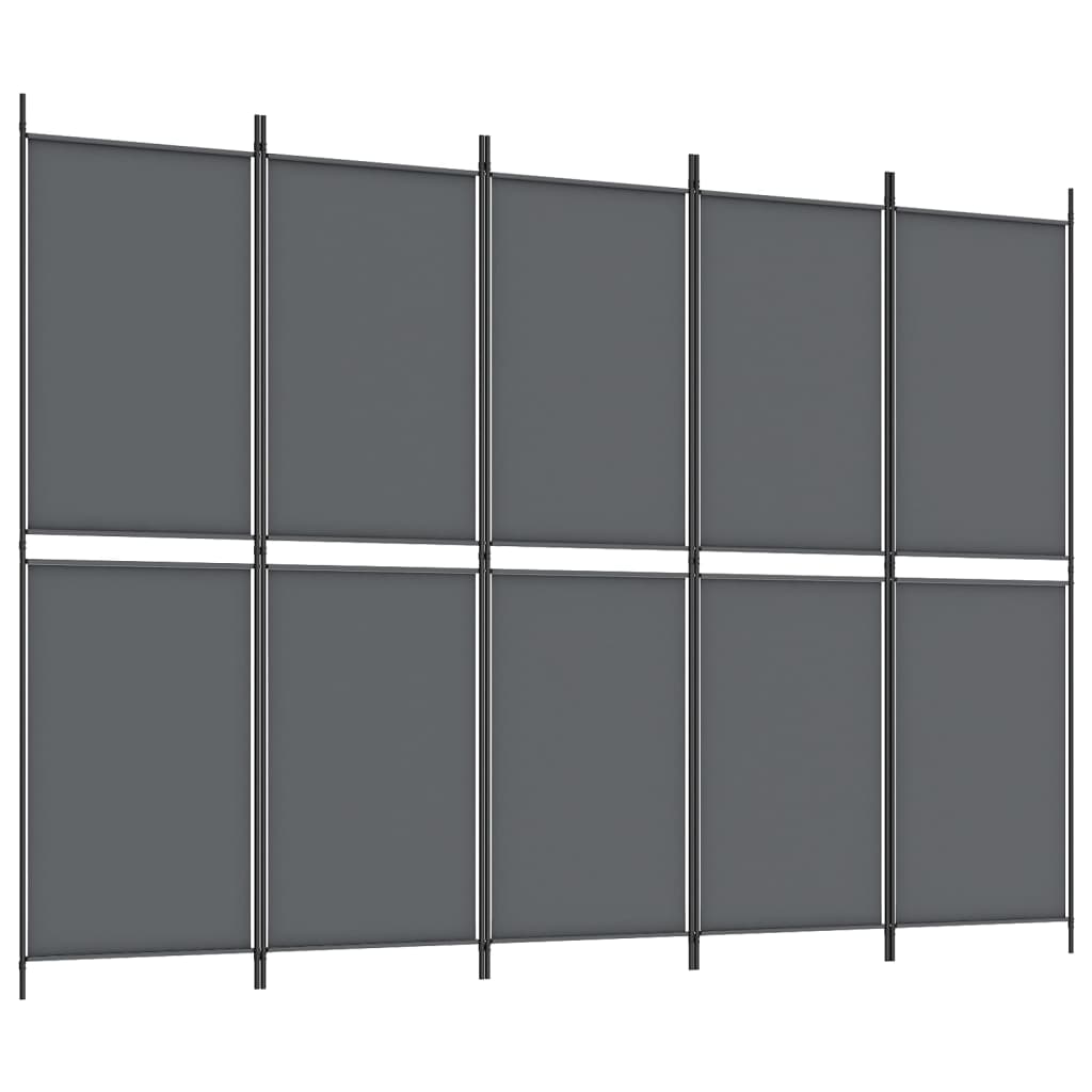 5-Panel Room Divider Anthracite 250x180 cm Fabric - Newstart Furniture