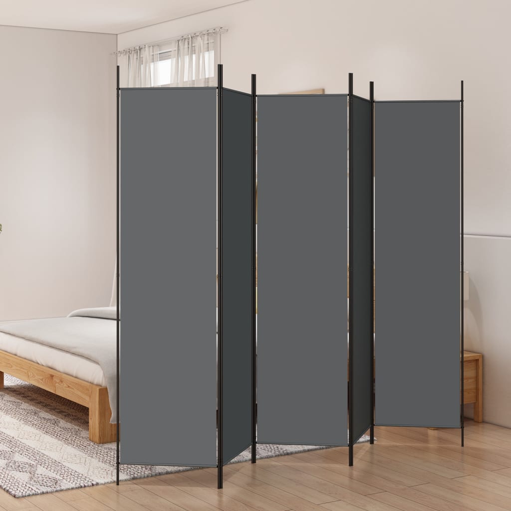 5-Panel Room Divider Anthracite 250x200 cm Fabric - Newstart Furniture