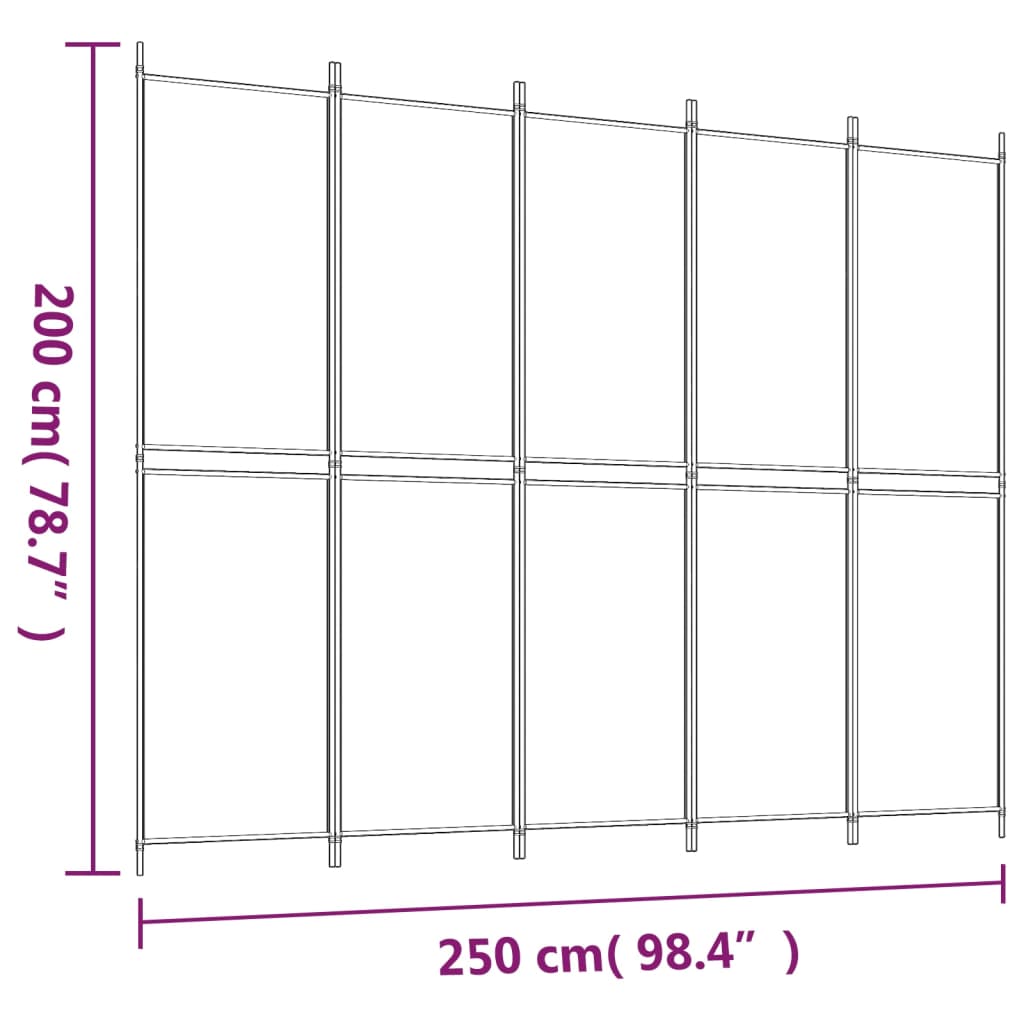 5-Panel Room Divider Anthracite 250x200 cm Fabric - Newstart Furniture