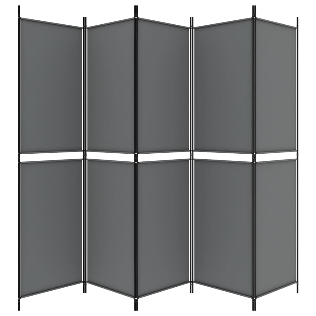 5-Panel Room Divider Anthracite 250x200 cm Fabric - Newstart Furniture