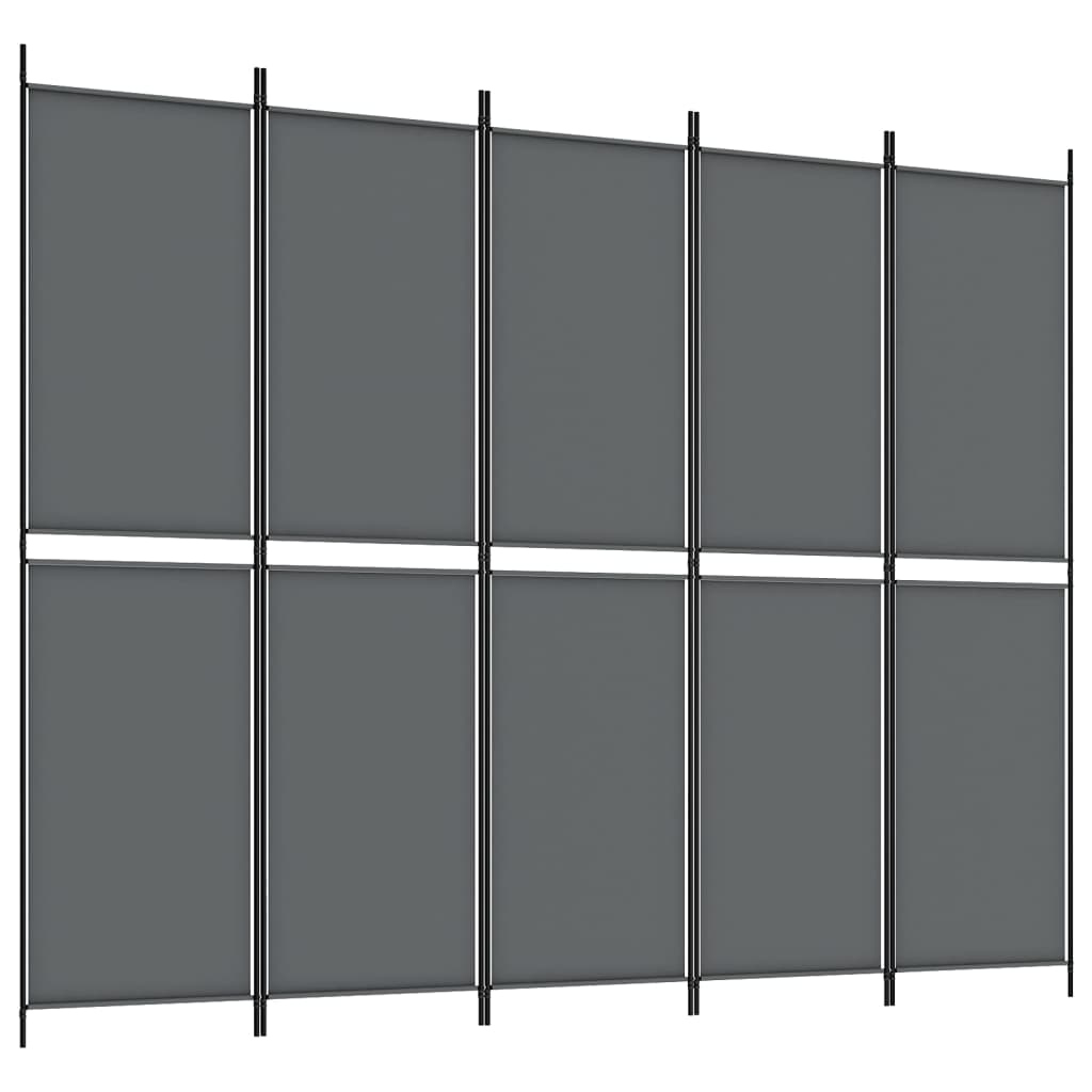 5-Panel Room Divider Anthracite 250x200 cm Fabric - Newstart Furniture