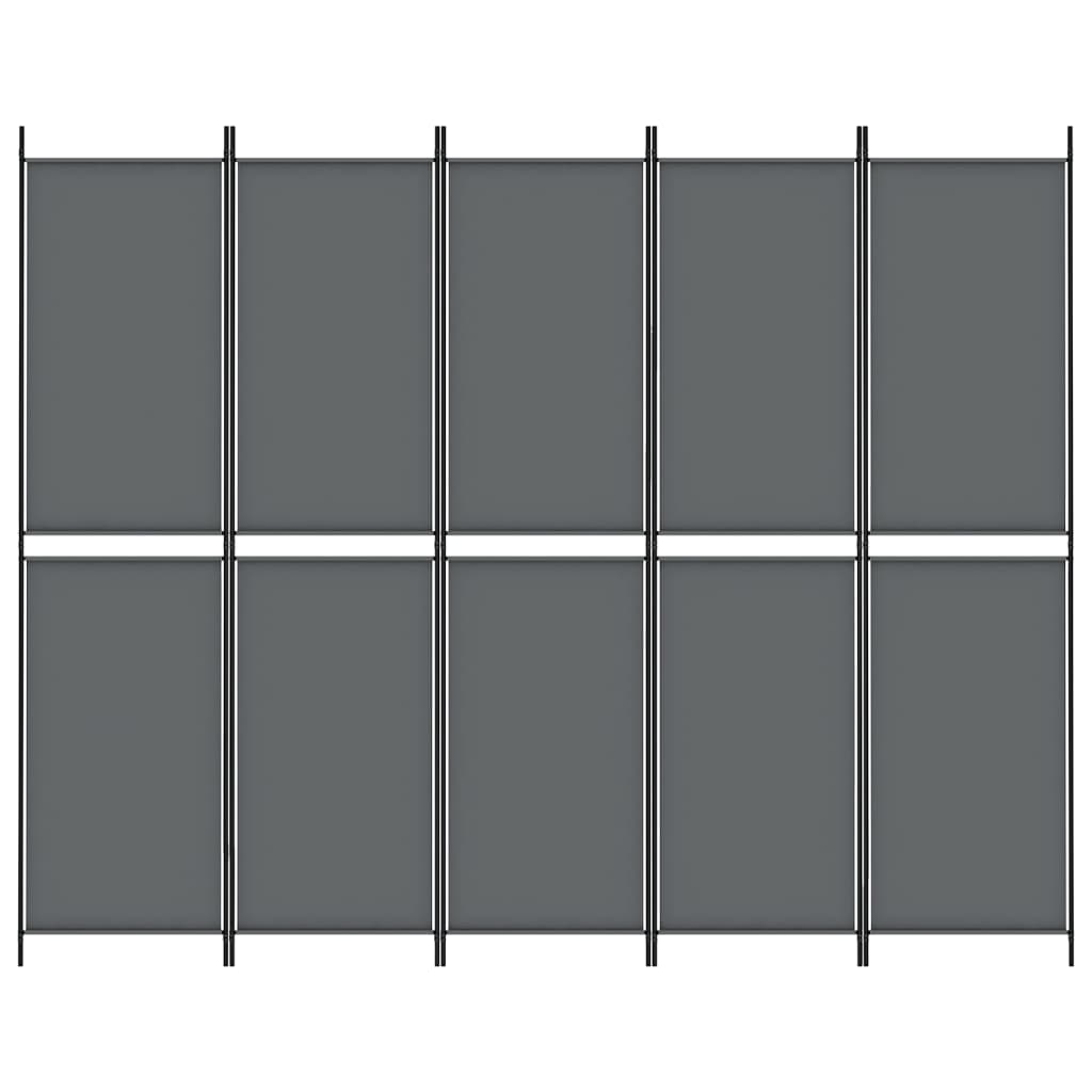 5-Panel Room Divider Anthracite 250x200 cm Fabric - Newstart Furniture