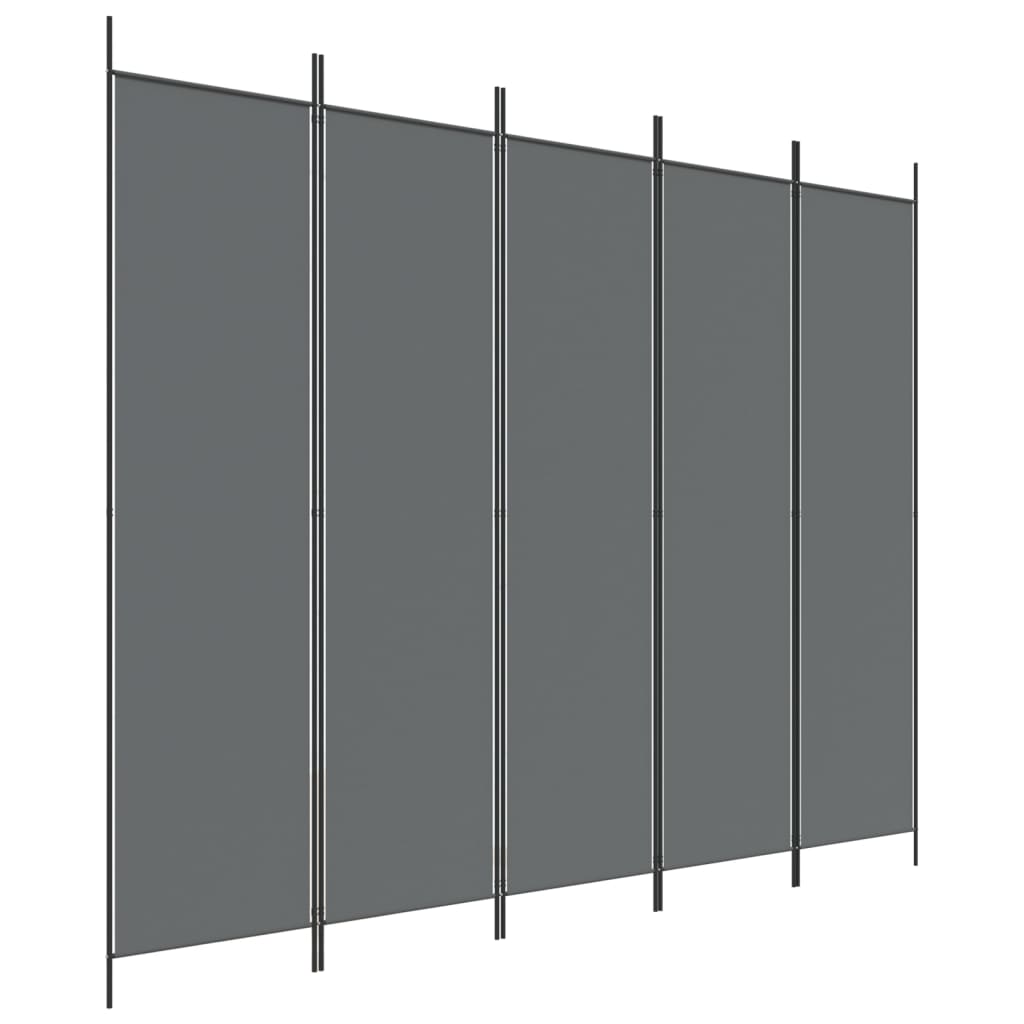 5-Panel Room Divider Anthracite 250x200 cm Fabric - Newstart Furniture