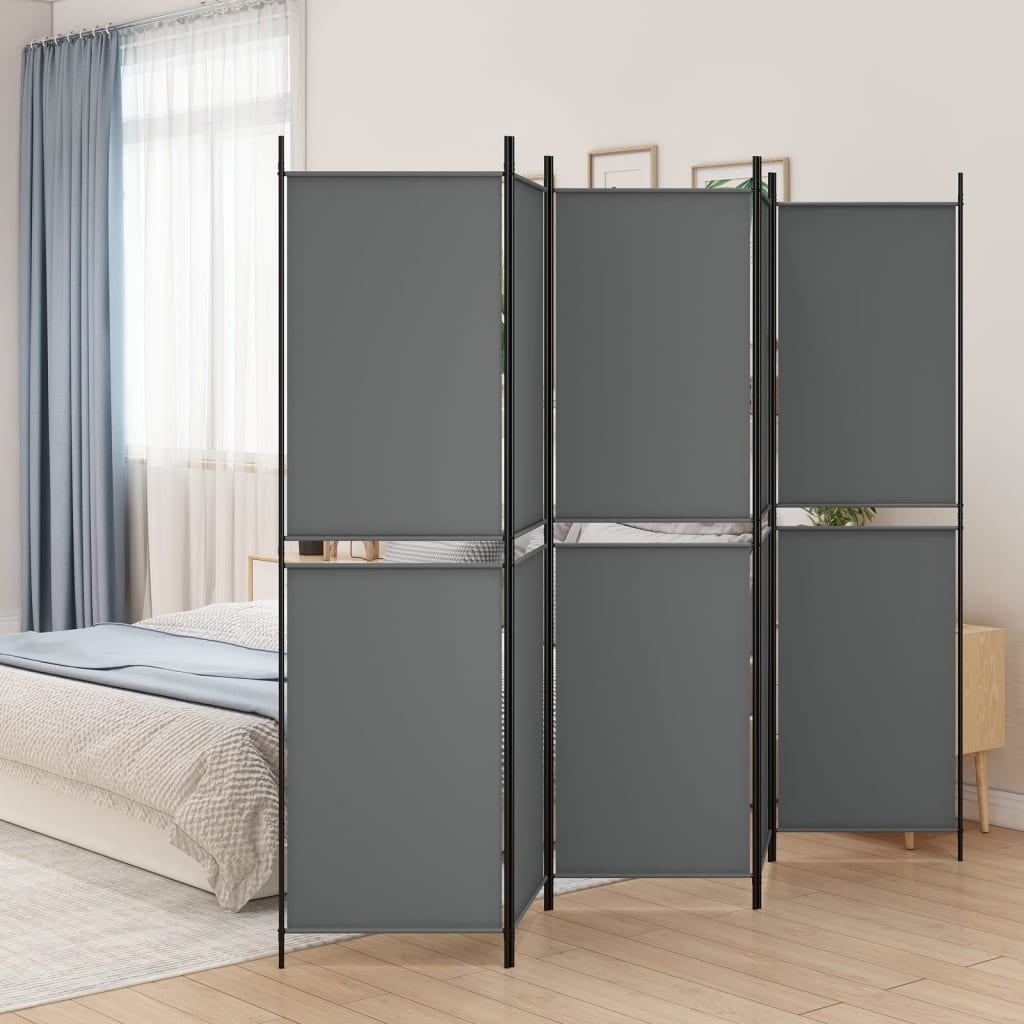 5-Panel Room Divider Anthracite 250x200 cm Fabric - Newstart Furniture