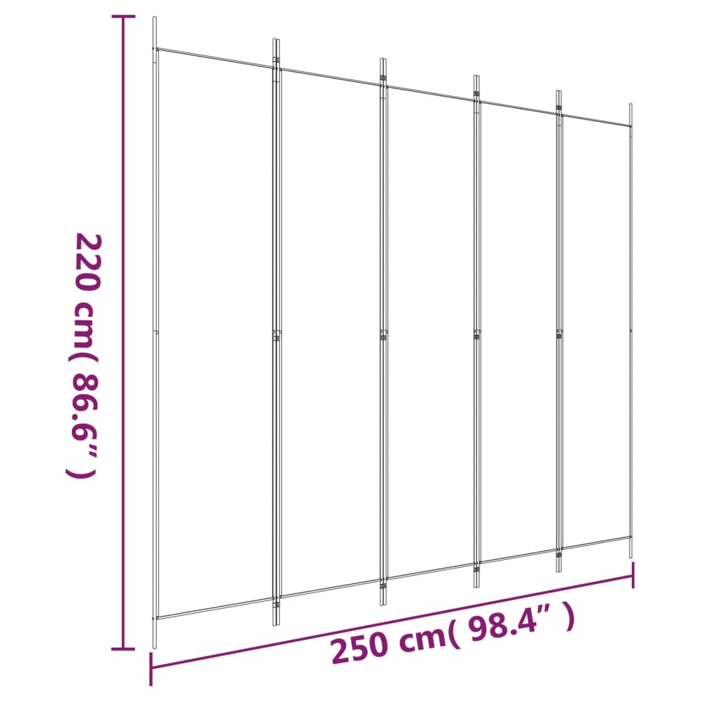 5-Panel Room Divider Anthracite 250x220 cm Fabric - Newstart Furniture