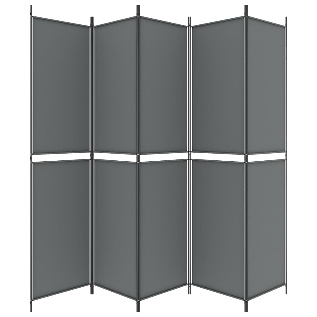 5-Panel Room Divider Anthracite 250x220 cm Fabric - Newstart Furniture