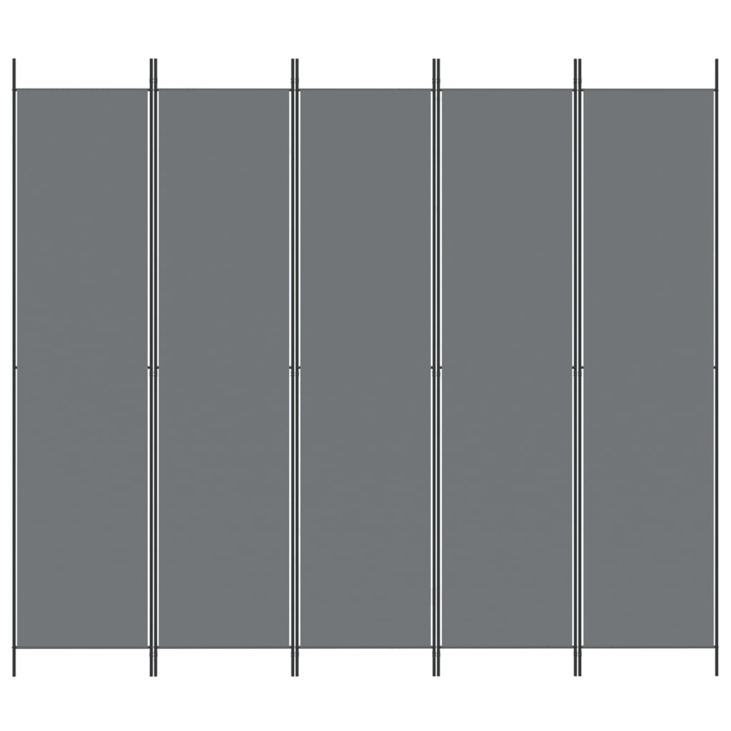 5-Panel Room Divider Anthracite 250x220 cm Fabric - Newstart Furniture