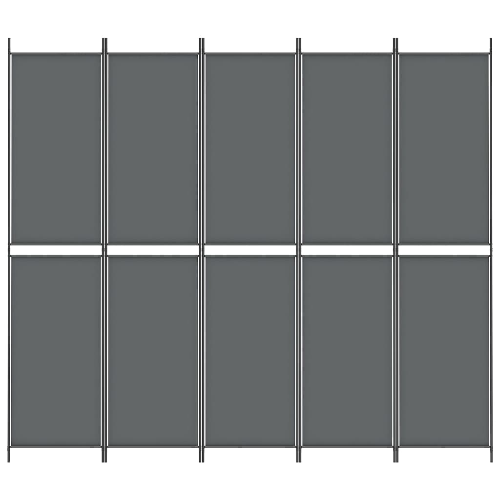 5-Panel Room Divider Anthracite 250x220 cm Fabric - Newstart Furniture