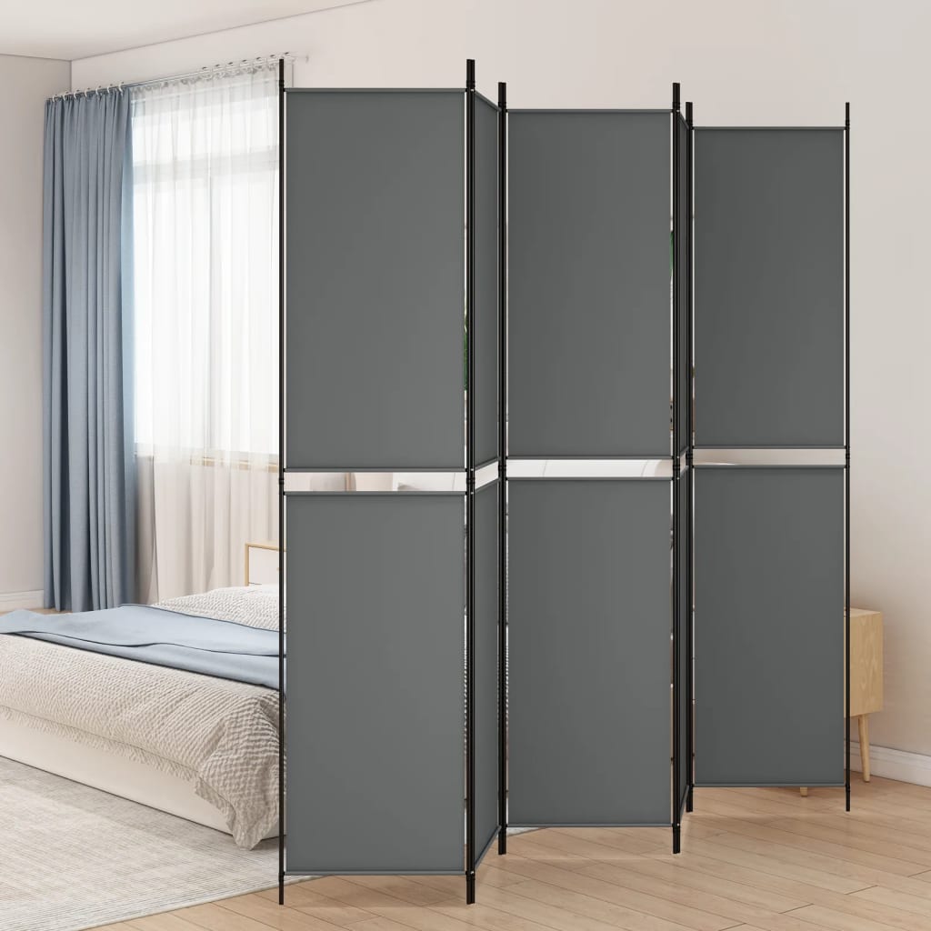 5-Panel Room Divider Anthracite 250x220 cm Fabric - Newstart Furniture