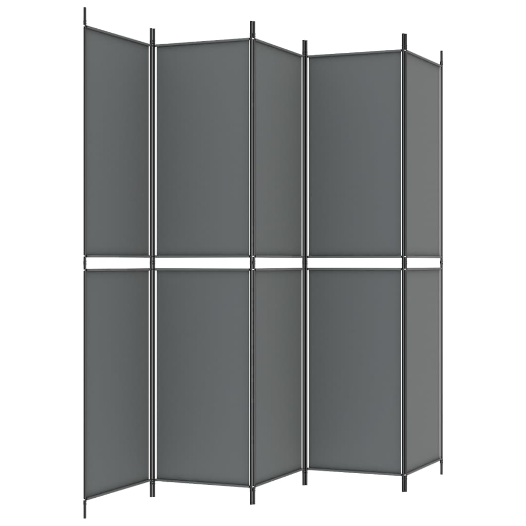 5-Panel Room Divider Anthracite 250x220 cm Fabric - Newstart Furniture