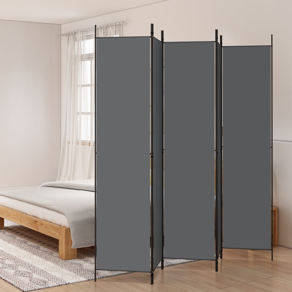 5-Panel Room Divider Anthracite 250x220 cm Fabric - Newstart Furniture