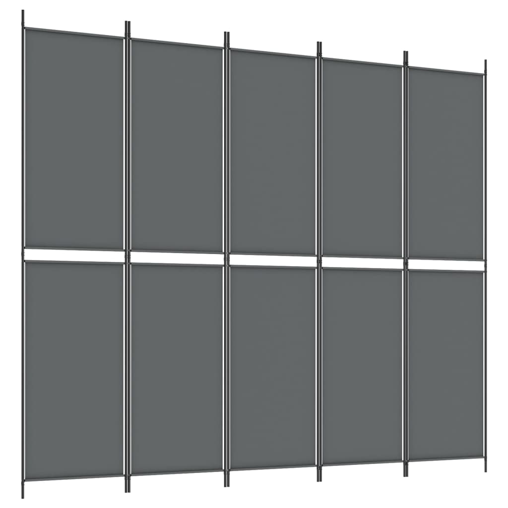 5-Panel Room Divider Anthracite 250x220 cm Fabric - Newstart Furniture