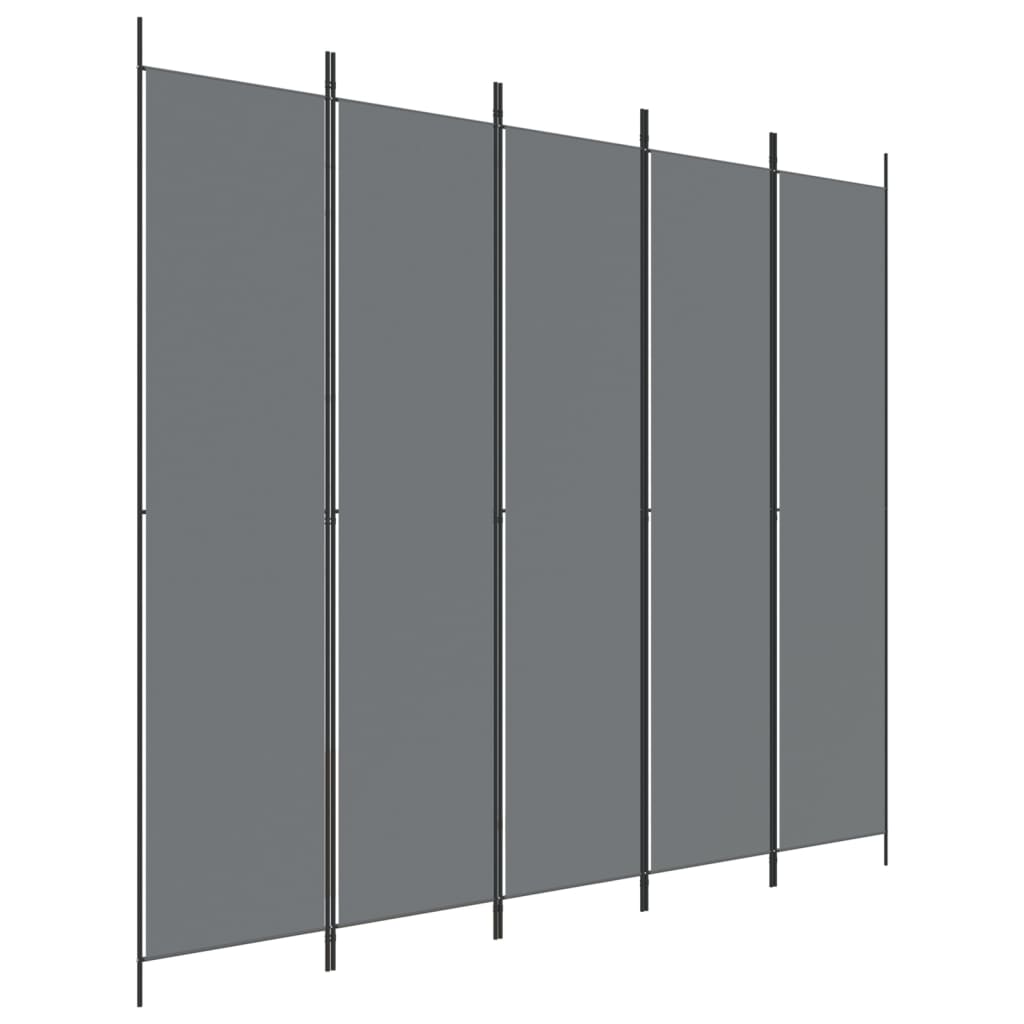 5-Panel Room Divider Anthracite 250x220 cm Fabric - Newstart Furniture