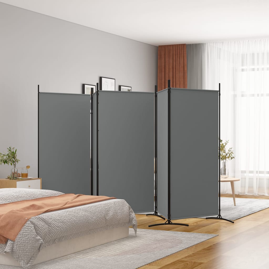 5-Panel Room Divider Anthracite 433x180 cm Fabric - Newstart Furniture