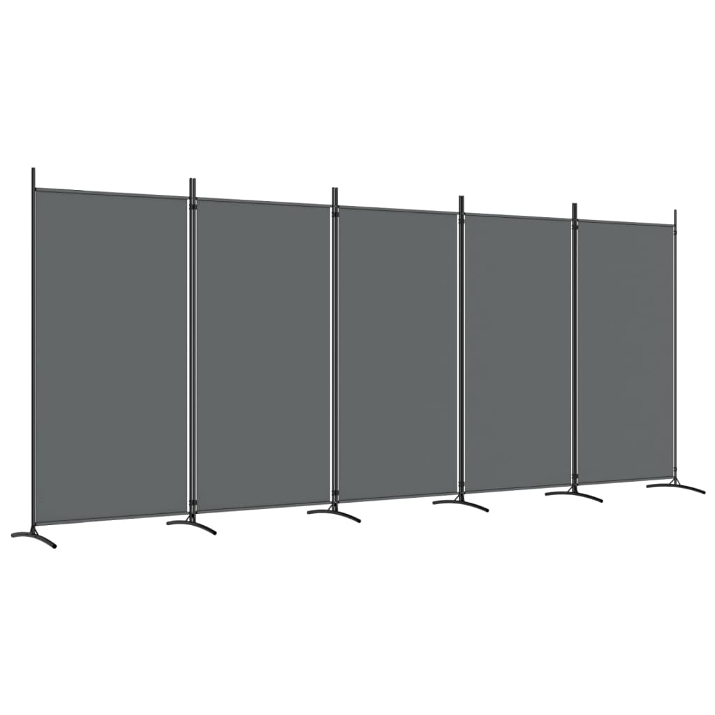 5-Panel Room Divider Anthracite 433x180 cm Fabric - Newstart Furniture