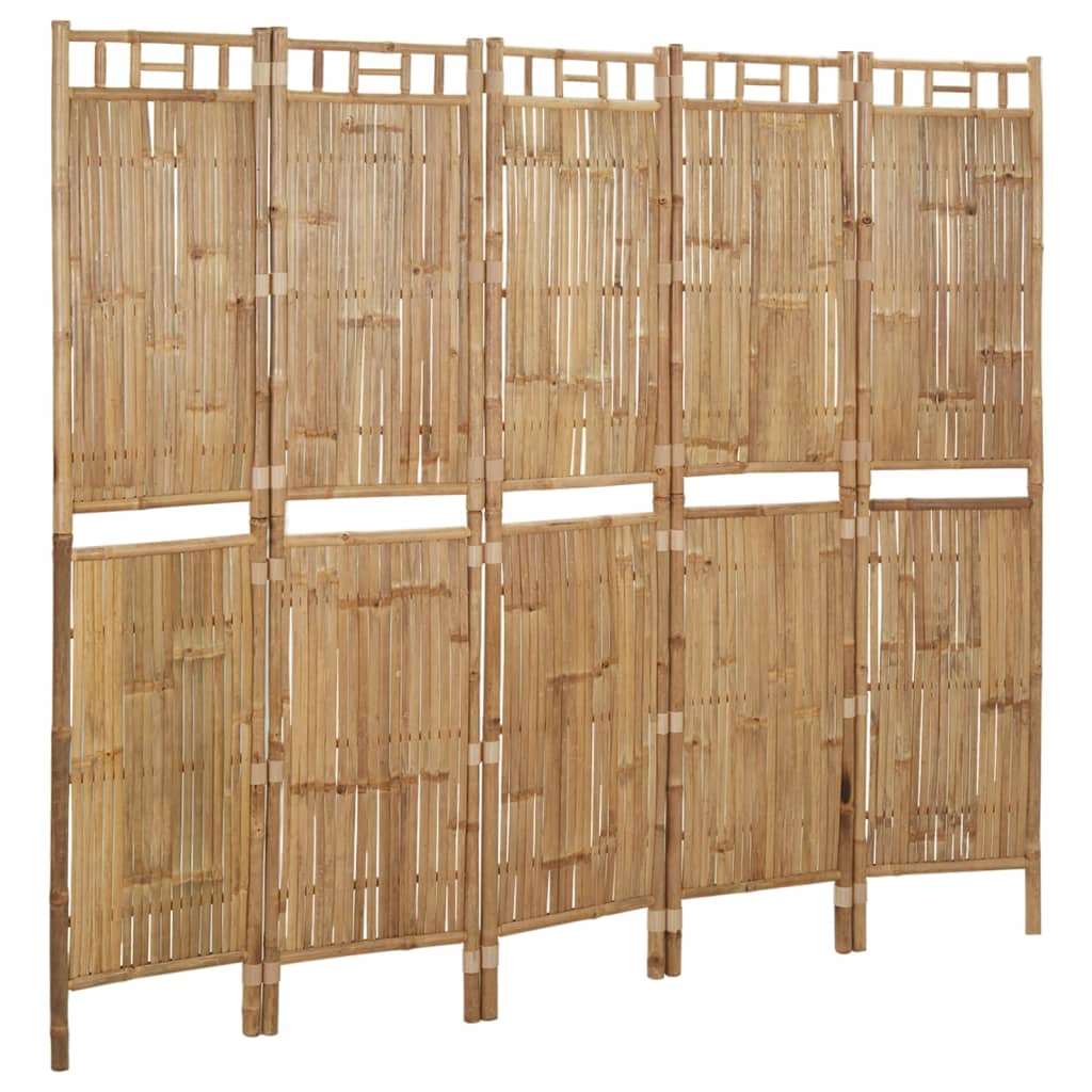 5-Panel Room Divider Bamboo 200x180 cm - Newstart Furniture