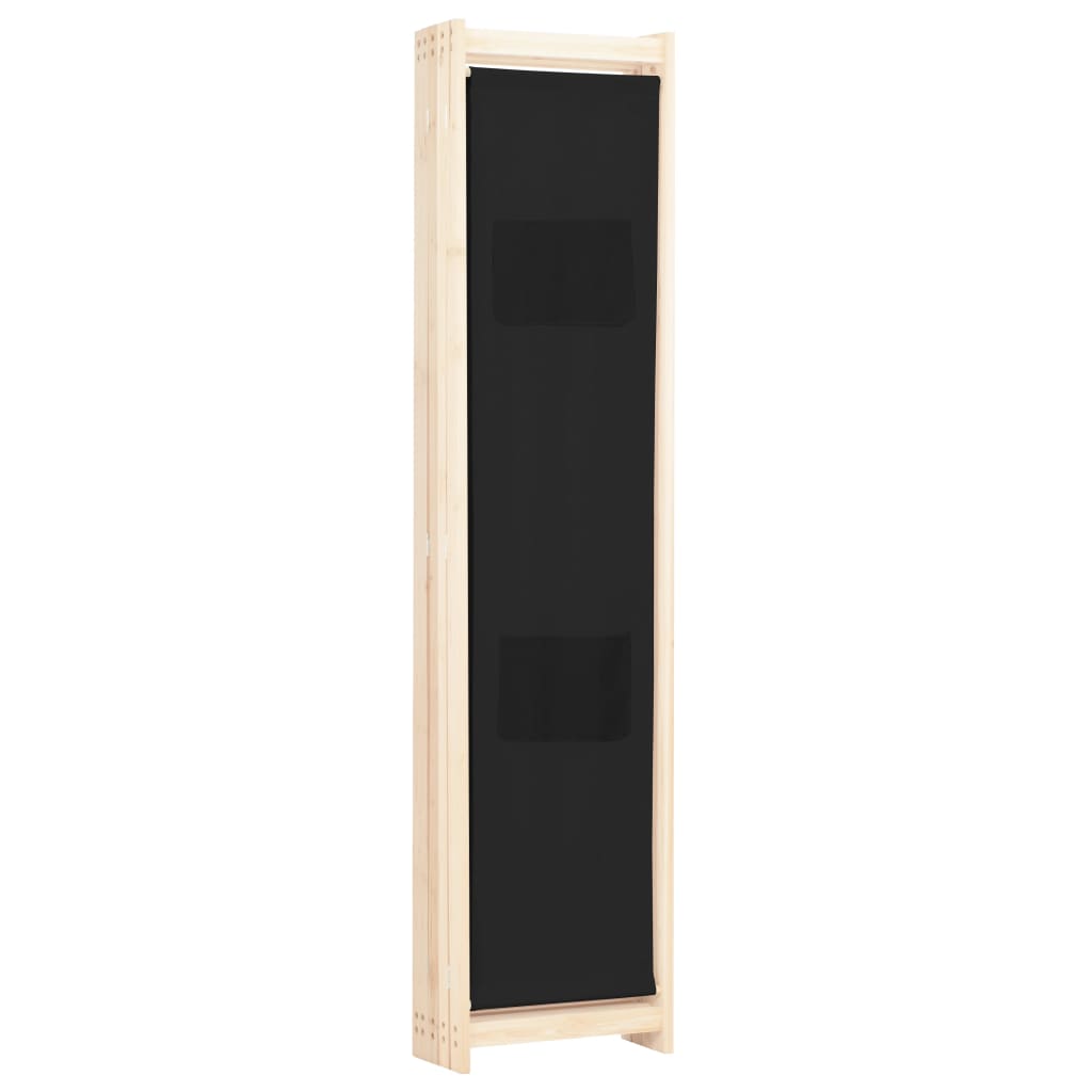 5-Panel Room Divider Black 200x170x4 cm Fabric - Newstart Furniture