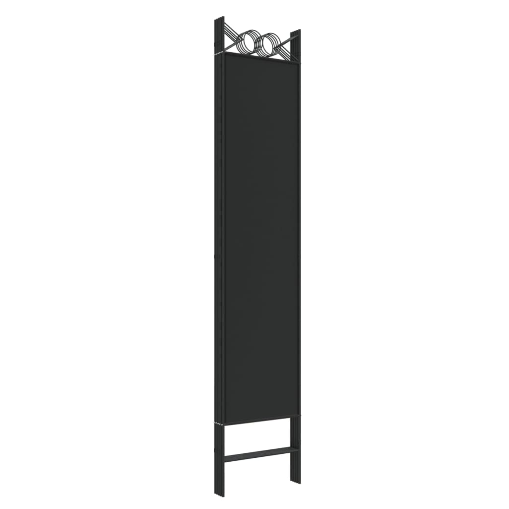 5-Panel Room Divider Black 200x200 cm Fabric - Newstart Furniture